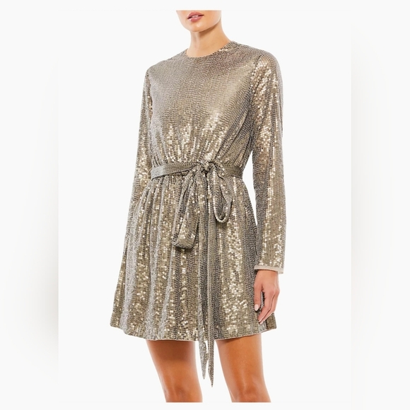 Mac Duggal Gold Sequin Dress - Picture 2 of 5